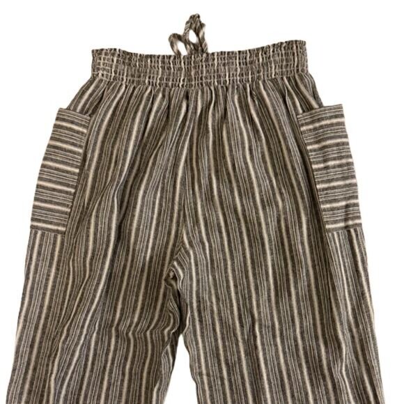 Westbound Striped Gray and White Cotton Blend Pull On Elastic Waist Pants, Small - Picture 4 of 6